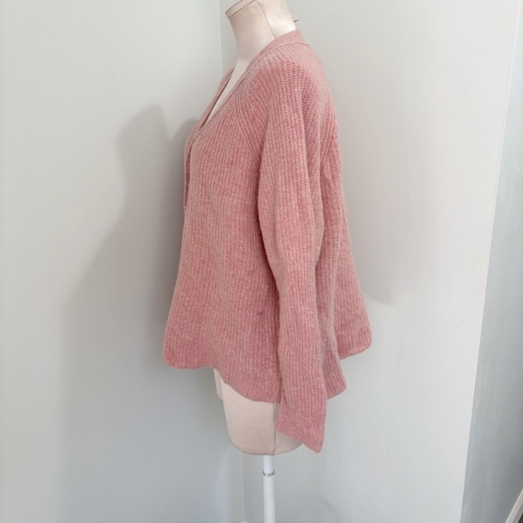 Madewell Ribbed Lyle Henley Size Medium Sweater Watermelon Sugar Pink Merino Woo - Picture 5 of 16